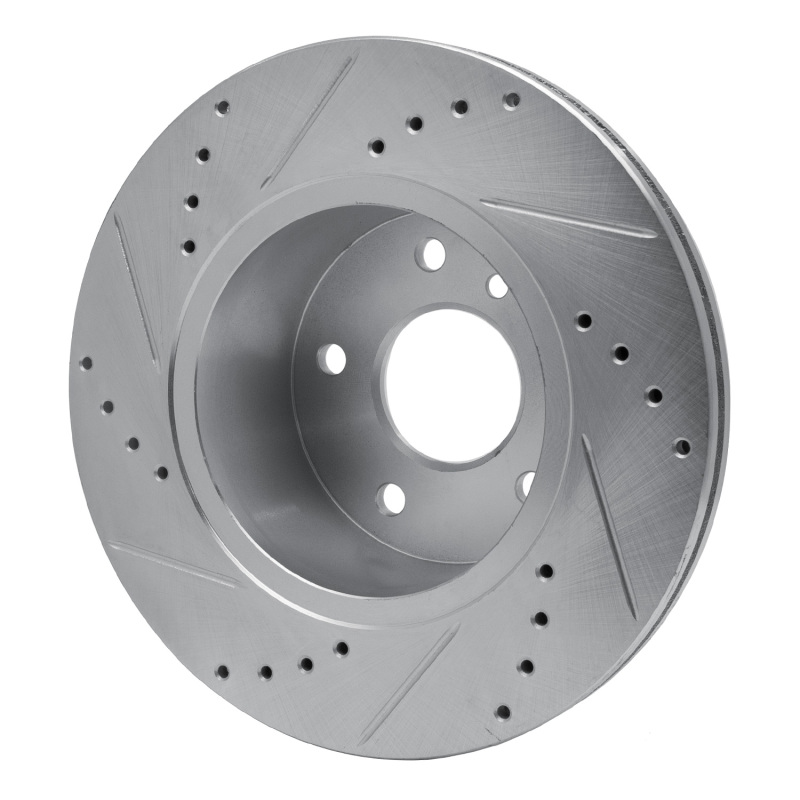 Land Rover Discovery Brake Rotor (1) - Front Right - R1 Concepts - Drilled & Slotted - Silver - `99-`04